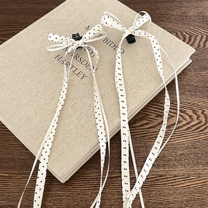 Lot de deux mini pinces à cheveux style ballet avec longs rubans à pois noirs