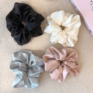 French Large Satin Scrunchies Soft Satin Like Hair Ties Oversized Elastic Hair Bands Women Daily Styling Accessories