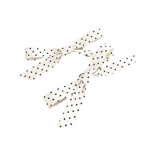 Mini pinces à cheveux avec nœud à pois style ballet et longs rubans en crème et noir