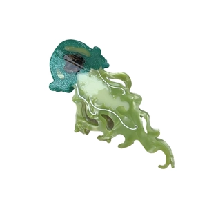 Pinza per capelli a medusa in acetato verde e blu con finitura glitterata brillante