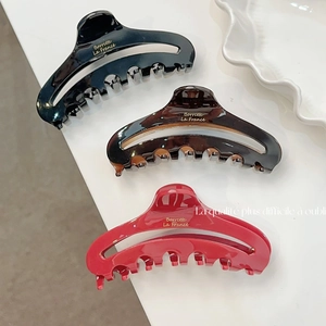 Lot de 3 pinces à cheveux élégantes en acétate creux noires, marron et rouges