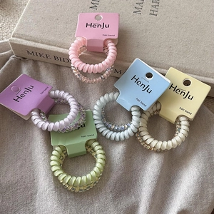 Doux Anneaux de Cheveux Fil de Téléphone Couleur Macaron Haute Élasticité Spirale Élastiques pour Femmes Filles Accessoires
