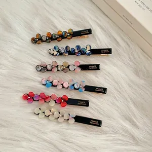 Elegant Acetate Floral Hair Clip With Rhinestone Handmade Korean Style Duckbill Clip Women Fashion Hair Accessory