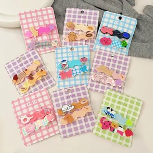 Barrettes à Cheveux en Acrylique Mignonnes Animaux Dessin Animé Chiot Lapin Forme de Vague Pinces Bec de Canard pour Femmes Filles École Quotidien Coiffe