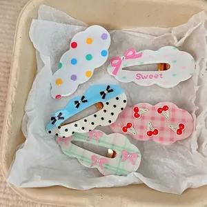 Pinces à Cheveux en Résine Forme Nuage Doux Motif à Pois Nœud Papillon Pinces Latérales Accessoires de Cheveux pour Femmes Filles