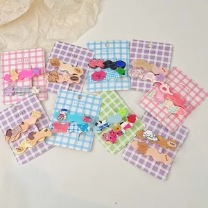 Lot de pinces à cheveux mignonnes chiot et lapin pour femmes aux couleurs macaron