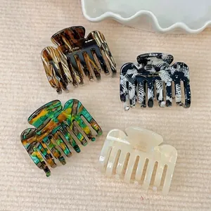 French Style Acetate Hair Claw Clip For Women Gold Letter Square Marble Tortoiseshell Pattern Shark Clip Elegant Hair Accessories