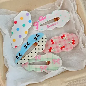 Lot de 5 barrettes nuage avec motifs à pois colorés et jolis nœuds papillon