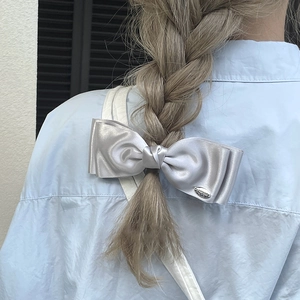 French Style Double Layer Satin Bowknot Hair Clip With Metal Label Elegant Sweet Spring Clip Headwear For Women Hair Accessories