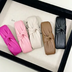 Women's PU Leather Knotted Bow Hair Clips Retro BB Clips Fashion Hair Accessories For Sophisticated Daily Hairstyles