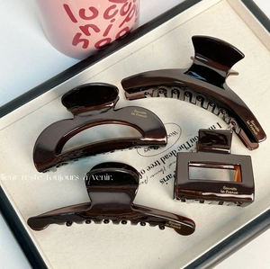 Pince à Cheveux en Acétate Chocolat Vintage pour Femmes Minimaliste Français Grande Pince Requin Accessoires Cheveux Géométriques