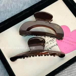 Lot de deux pinces à cheveux vintage marron chocolat en acétate avec détails dorés élégants