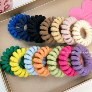 Simple Knit Fabric Spiral Telephone Wire Hair Ring Solid Color High Elastic Hair Tie For Women Girls Daily Hair Accessories