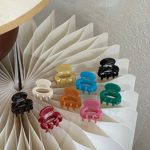 Set of 9 colorful oval cutout acetate hair claws with France Handmade gold lettering
