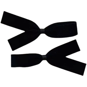 Elegant black velvet bow hair clips set for women in minimalist French style design