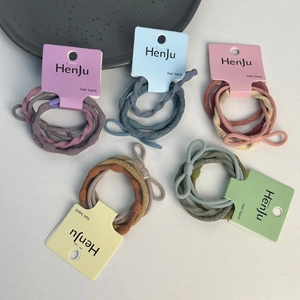 Five-color elastic hair band set with bow knot details in Korean Maillard style
