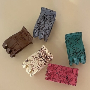 Pince à Cheveux Mate Éclaboussures d'Encre Grande Vintage Français Graffiti Pince Requin Prise Forte Accessoires Cheveux Pour Femmes