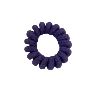 Dark purple knitted spiral hair tie with a durable telephone wire design for women