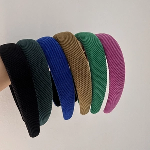 French vintage sponge headband with twill knit texture in multiple colors for high volume hair
