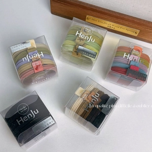 Five sets of high-elasticity knit hair ties in vintage Morandi and earth tone colors