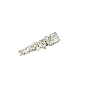 Sparkling geometric crystal hair clip with silver base and multi-cut rhinestones for women