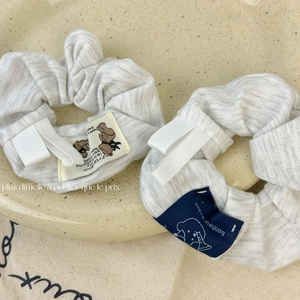 Elastici per capelli in tessuto a nido d'ape grigio con etichette di orsetti carini