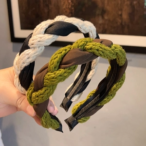 Retro Knitted Braid Headband French Style Wide Twist Hairband Autumn Winter Elegant Fabric Headwrap Hair Accessories For Women