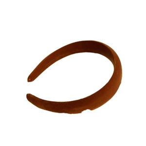 Elegant pumpkin brown velvet wide headband for women in a vintage minimalist style