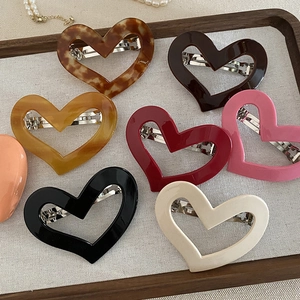 Korean Style Heart Shaped Acetate Hair Clip Elegant Hollow Heart Spring Clip Fashion Sweet Daily Hair Accessories For Women
