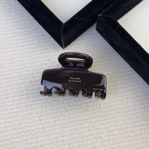 Classic French brown acetate square claw clip with golden Barrette la France logo