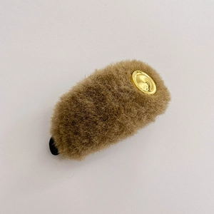 Elegant large plush hair claw clip in dark brown with gold metal accent for women
