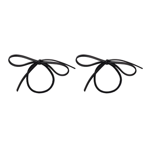 Set of two black minimalist bow hair ties made of high-elasticity durable rope material