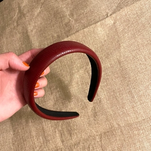 Vintage Wine Red Faux Leather Padded Headband Wide Crocodile Texture High Top Hair Hoop Elegant Accessories For Women