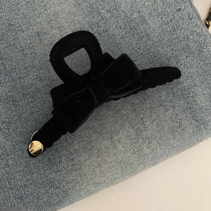 Pince à Cheveux Élégante en Velours Noir avec Nœud pour Femme Barrette Vintage en Ruban Accessoires de Cheveux Mode