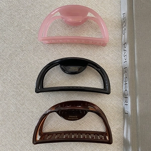 French Vintage Acetate Hair Claw Clip Large D-Shaped Geometric Shark Clip Handmade Elegant Hair Accessories For Women