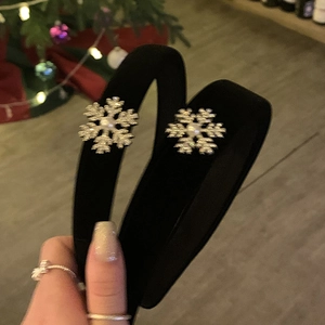 Serre-tête en Velours Avec Flocon de Neige Strass et Künstliche Perles Noël Hiver Élégant Accessoires Cheveux Femme