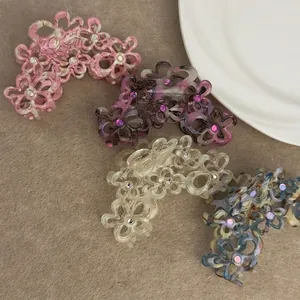 Koreanischer Essigsäure Blume Haarkralle Elegant Hohl Kranz Strass Haarklammer Für Damen Haarschmuck Schmuck
