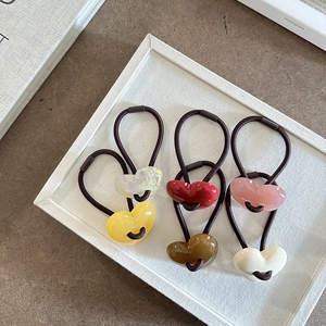 Set di elastici per capelli con cuori in resina colorati, accessori per ragazze