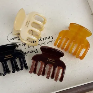 French Style Acetate Hair Claw Clip Gold Lettering Large Strong Hold Vintage Shark Clip For Women Elegant Accessories