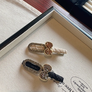 Elegant Bowknot Hair Clip Exquisite Rhinestone Duckbill Clip Vintage Fabric Wrapped Hairpins For Women Fashion Hair Accessories