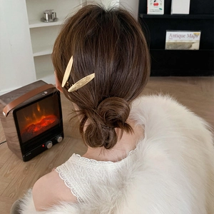 French Brushed Metal Leaf Hair Clip Matte Alloy Duckbill Clip Simple Elegant Hair Accessory For Women Styling