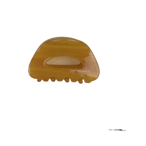 French retro amber acetate hair claw clip with semi-round hollow design for women