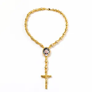 Collana Pendente Cornice Foto Hip Hop Iced Out Uomo Donna Placcato Oro Argento Rame Zirconia Rosario Catena Croce Gioielli