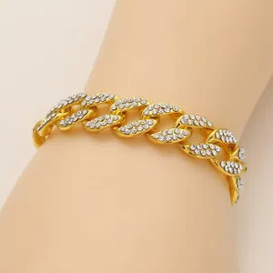 Hip Hop 15mm Iced Out Cuban Link Βραχιόλι για Άνδρες Γυναίκες Κράμα Στρας Αλυσίδα Βραχιόλι Πολυτελή Κοσμήματα Δώρο