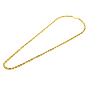 Detailed view of a 6mm golden rope chain necklace with a classic lobster clasp closure