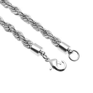 Polished silver 6mm hip hop rope chain necklace with a durable lobster clasp closure