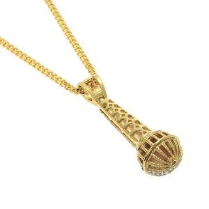Collier hip hop pour hommes avec pendentif micro en or, diamants et chaîne cubaine