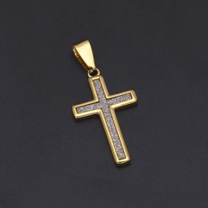 Pendentif croix bicolore en acier inoxydable doré et argenté pour colliers