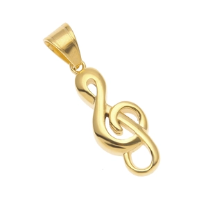 Pendentif clé de sol en acier inoxydable doré poli pour collier de mode unisexe