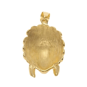 Detailed back view of golden Indian chief pendant showing vertical textured pattern